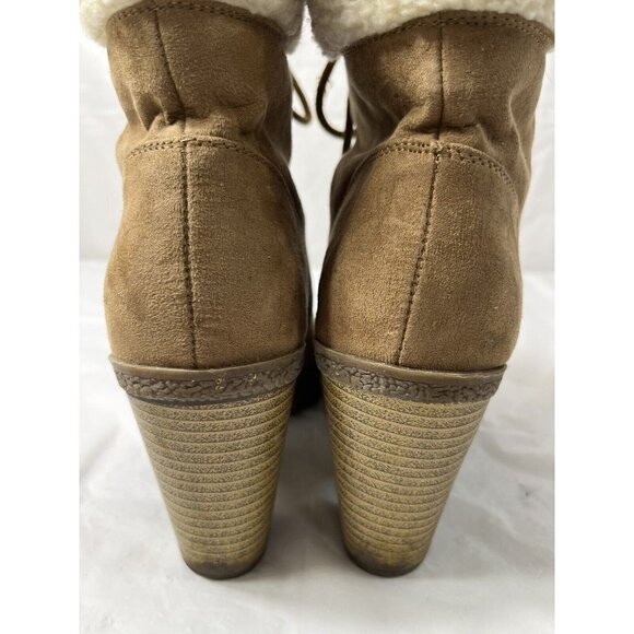 Women’s Brash Moto Boots Size 6 1/2 Sherpa Trim platform - Picture 5 of 15